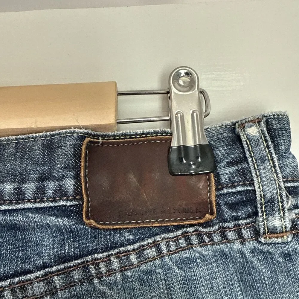 Banana Republic Mens Straight Fit Jeans Blue Distressed Denim Size 36 x 32